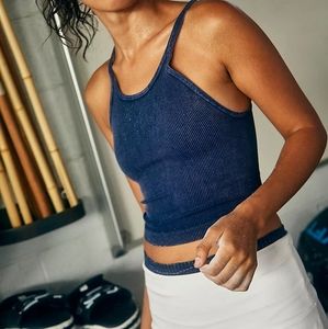 Happiness Runs Crop Top by Free People Movement in Washed Navy